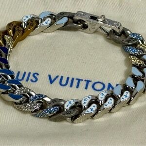 Louis Vuitton multi color chain bracelet with crystals Comes with dust Bag & box